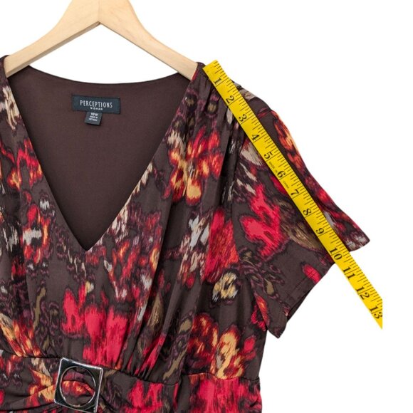 Perceptions Woman Maxi Dress Multicolor Floral Short Sleeve V Neck Size 18W - Picture 10 of 11